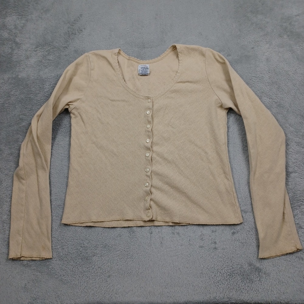Vintage Abercrombie Fitch Sweater Womens Medium Beige Cardigan Button Up